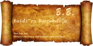 Balázs Barnabás névjegykártya